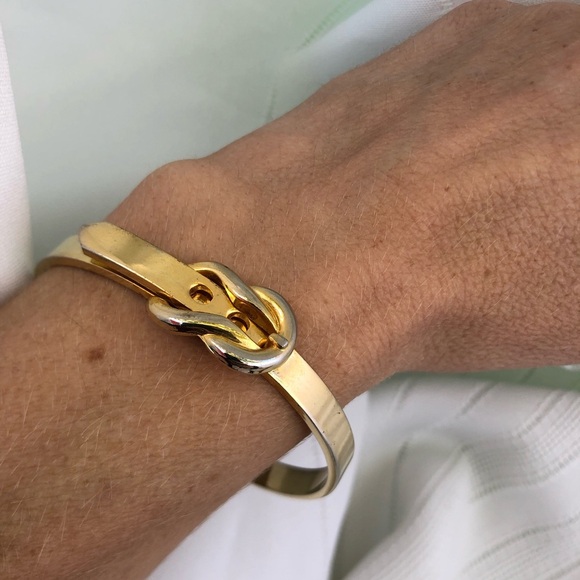 Vtg Goldtone Belt Buckle Bangle - Picture 10 of 11